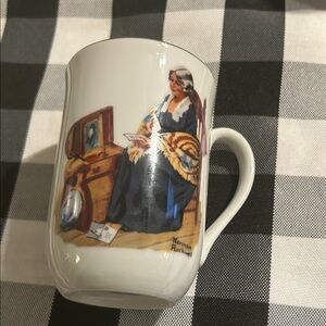 Vintage Norman Rockwell White Mug with Colorful Illustration1982